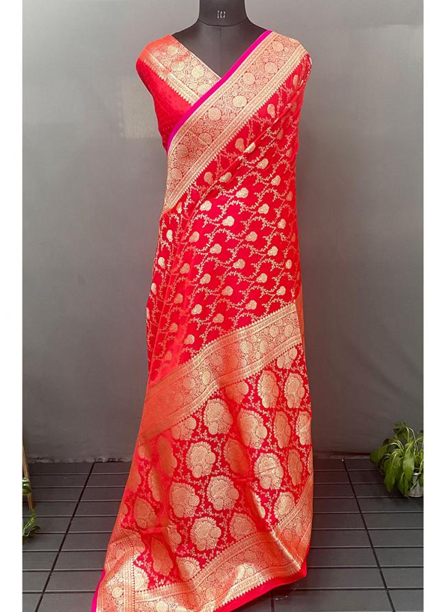 Banarasi Silk Pink Wedding Wear Weaving Saree